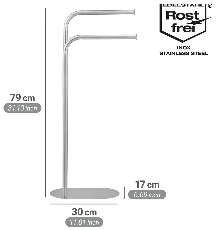 Stojan na uteráky z nehrdzavejúcej ocele v matne striebornej farbe Levante – Wenko