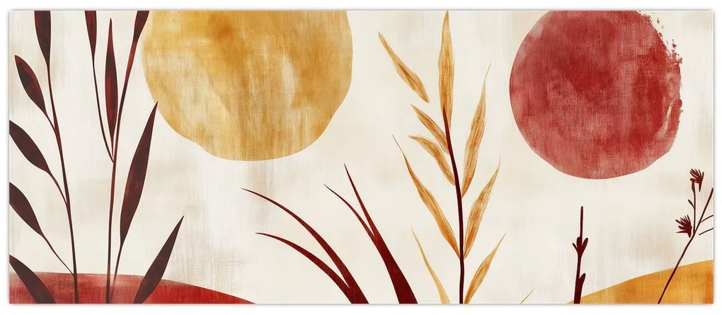Obraz - Rastliny a kruhy (120x50 cm)