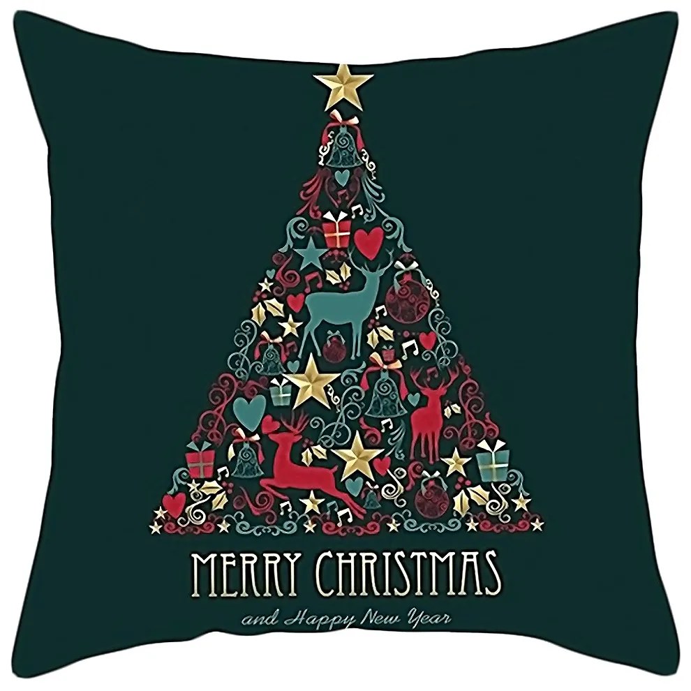Obliečka na vankúš 3D Merry Christmas zelená