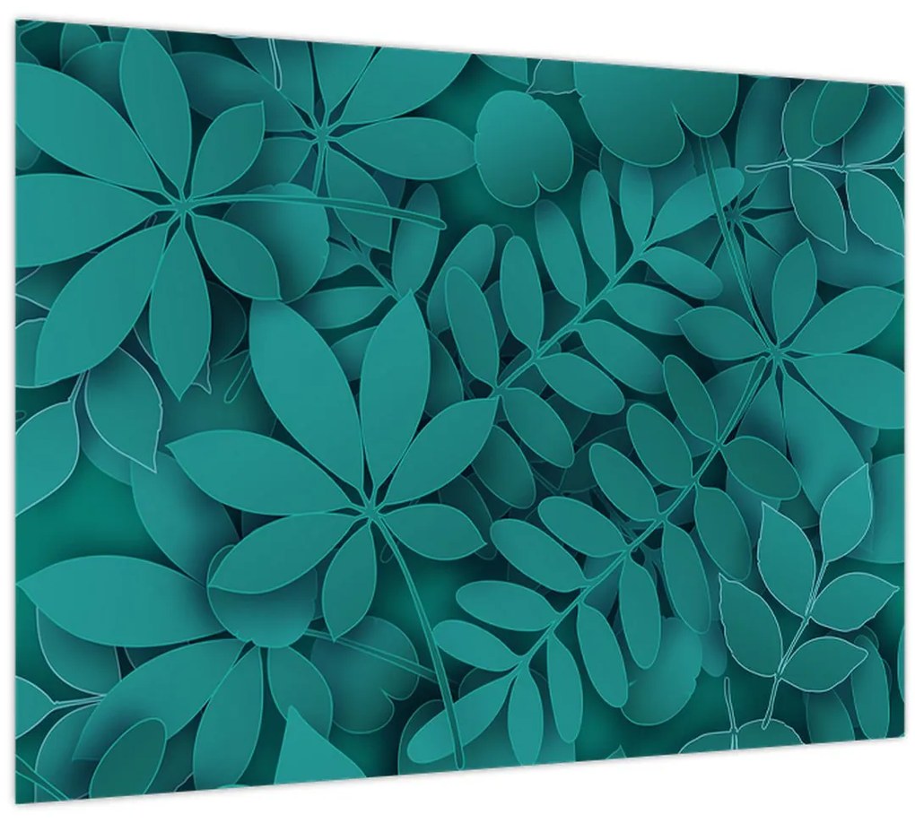 Obraz - Tyrkysové listy (70x50 cm)