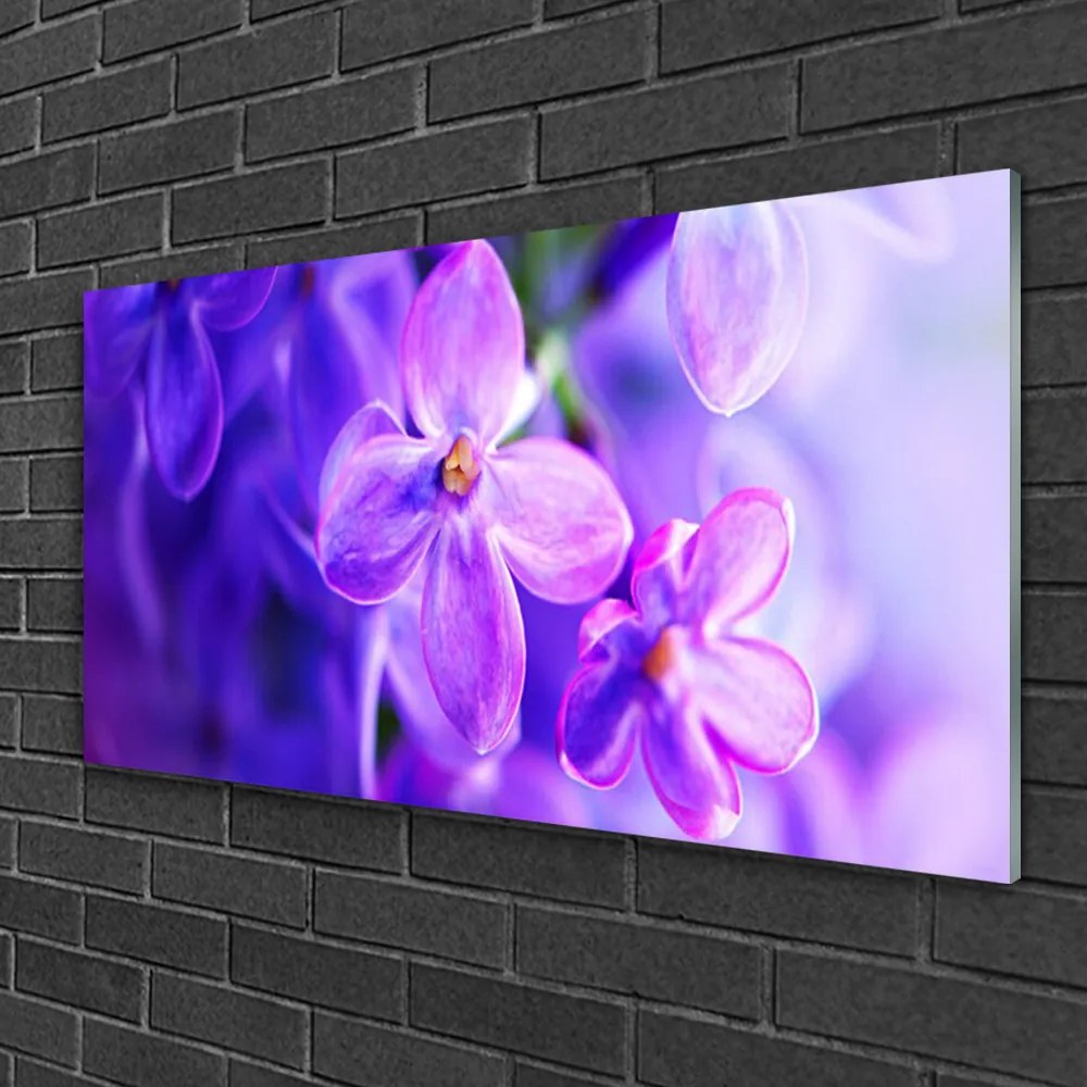 Skleneny obraz Fialové kvety príroda 125x50 cm