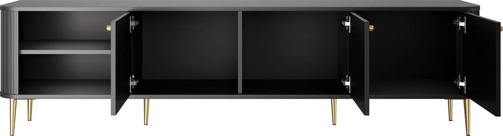 TV skrinka Vesper 3D 187 cm - čierna / zlaté nohy