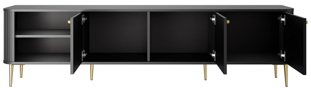 TV stolík Vesper 3D 187 cm - čierny / zlaté nohy