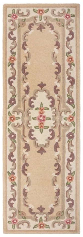 Béžový vlnený behúň Flair Rugs Aubusson, 67 x 210 cm