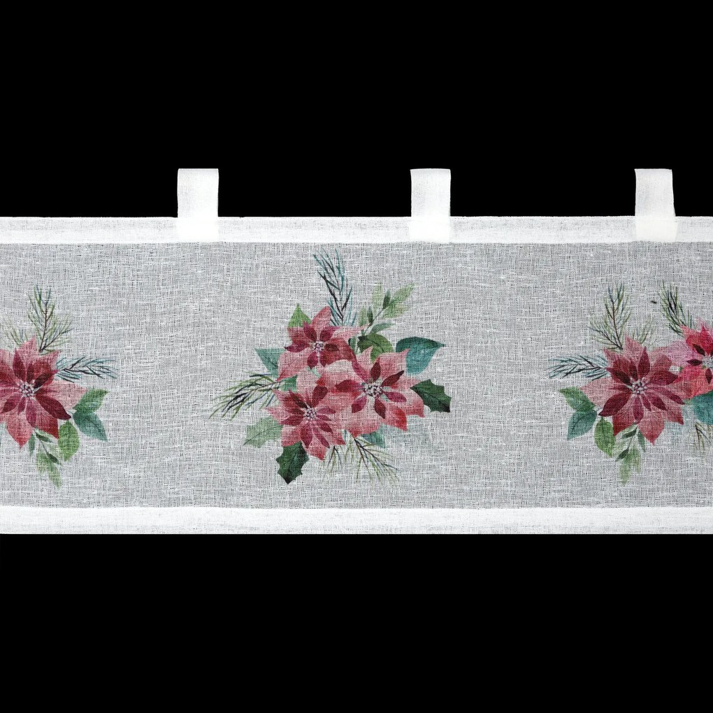 KRÁTKA VIANOČNÁ ZÁCLONA NA PÚTKACH XMAS3 30X150 CM VZOROVANÁ