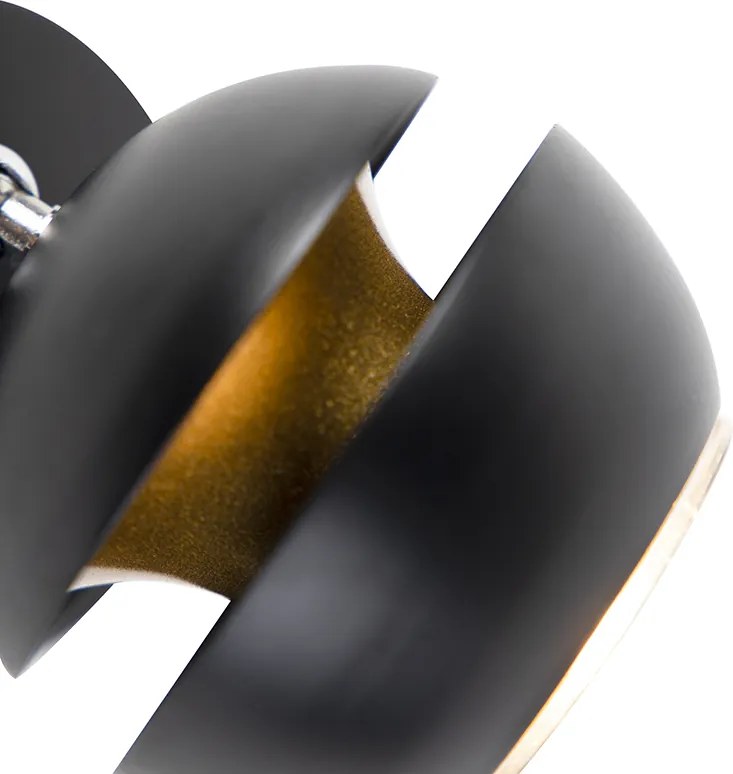 Moderné bodové svetlo 1-žiarovkové čierne so zlatým vnútorným priestorom - Buell Deluxe