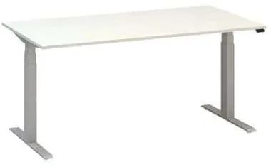 Výškovo nastaviteľný kancelársky stôl Alfa Up so sivým podnožím, 160 x 80 x 61,5-127,5 cm, dezén biely