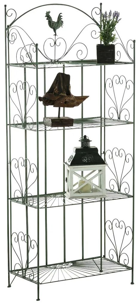 Kovová polica regál Maia - Zelená antik