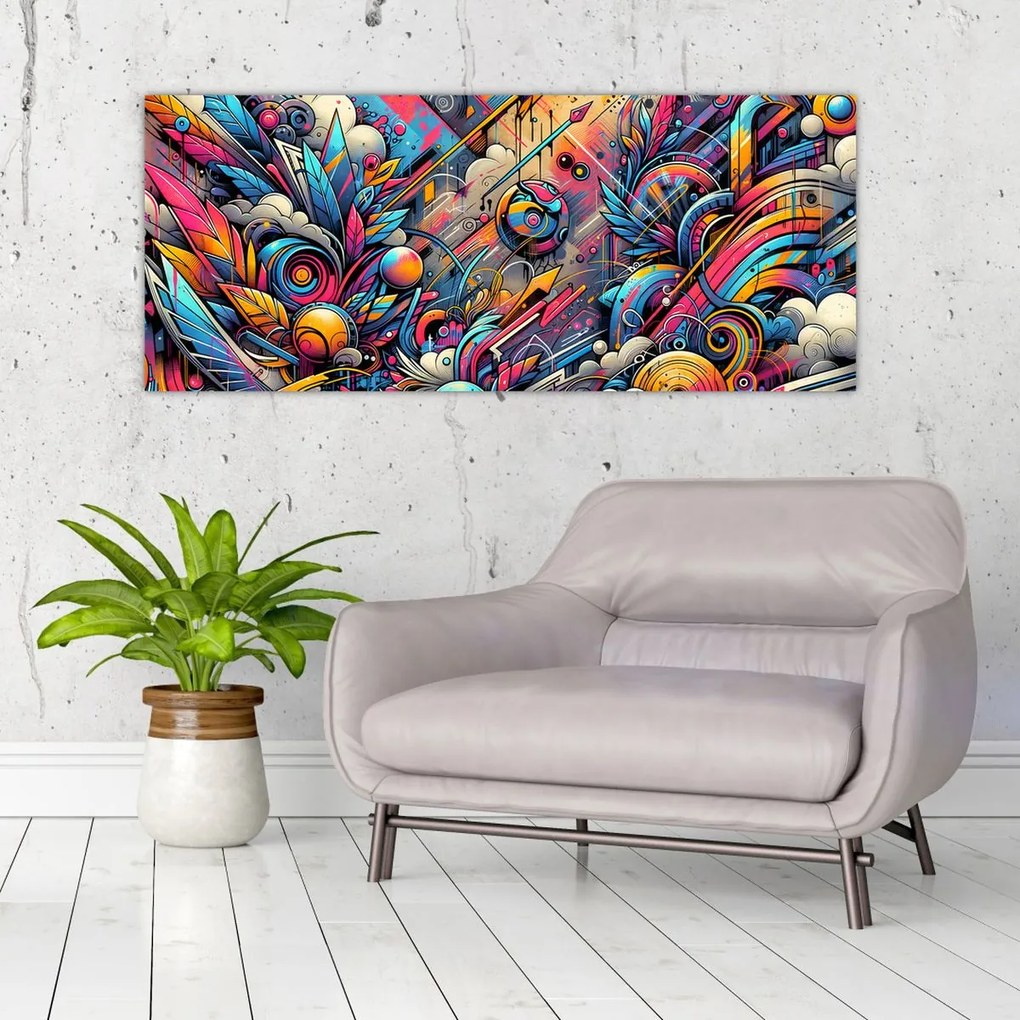 Obraz - Pestrofarebné graffiti (120x50 cm)