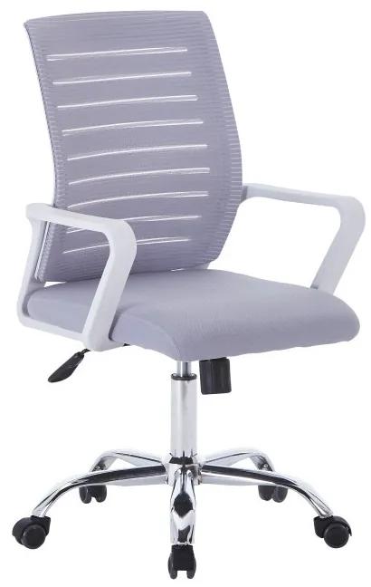 Kancelárska stolička s podrúčkami Cage - sivá / biela / chróm | BIANO