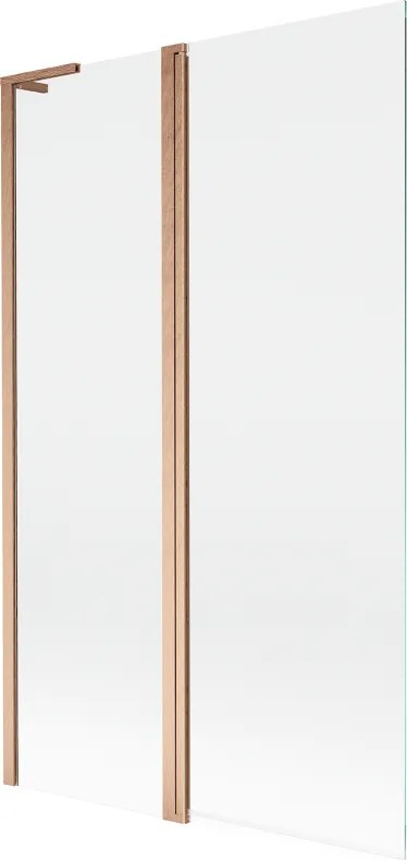 Mexen Mist L, 2-krídlová vaňová zástena 110 x 150 cm, číre sklo, medený matný profil, 8A9L-110-011-65-00