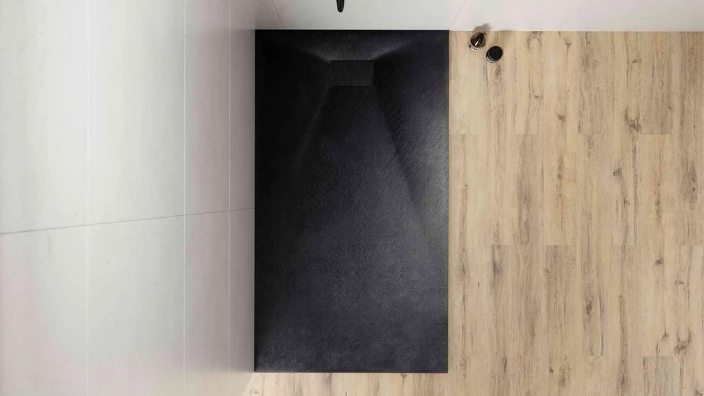 Besco Obdĺžniková sprchová vanička z SMC kompozitu VEXO BLACK R 100x80 (120x80, 120-180x90) BESCO-Rozmery: 180x90