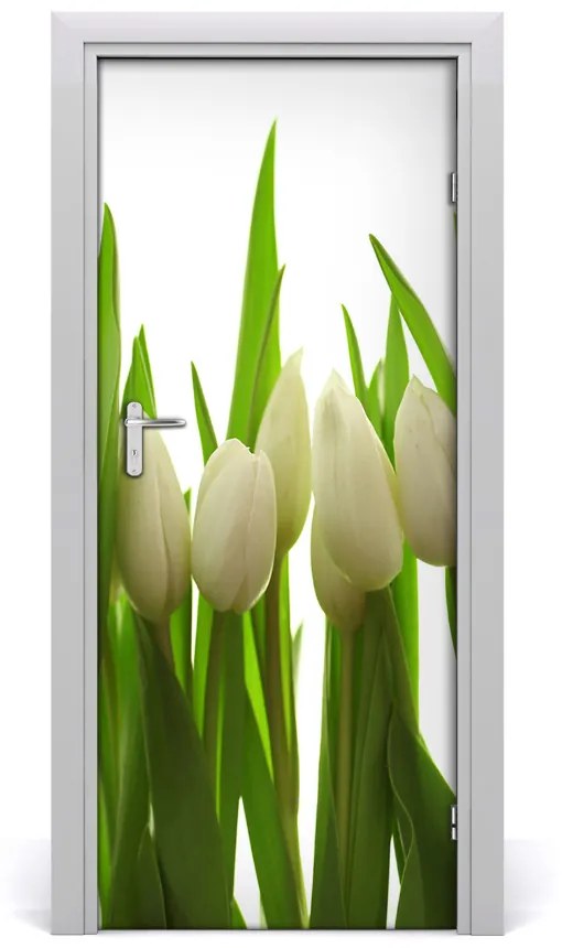 Fototapeta na dvere biele tulipány 75x205 cm