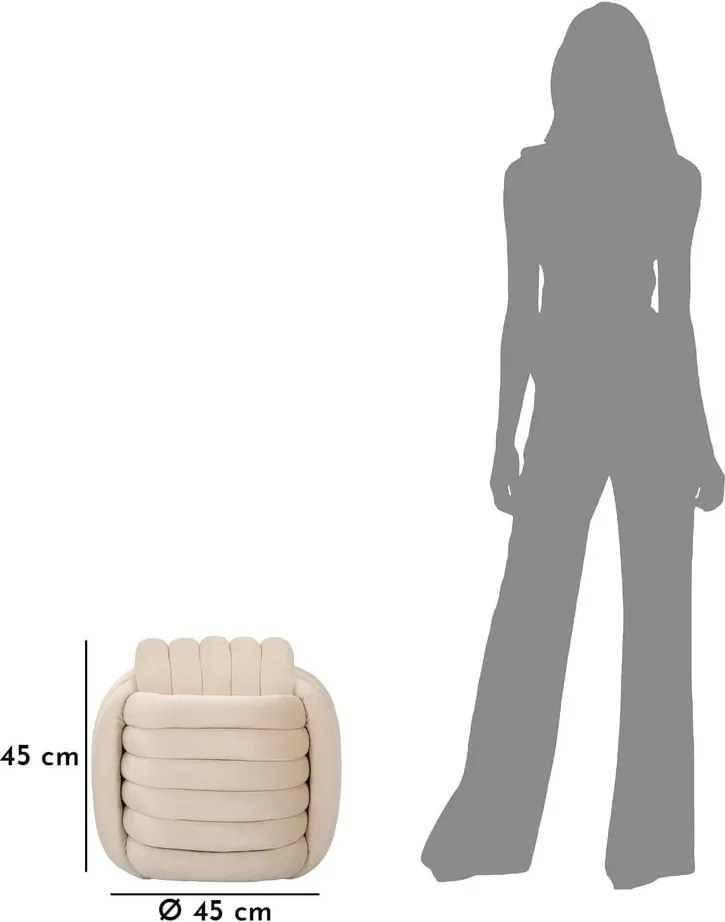 Krémový zamatový taburet Softy – Mauro Ferretti