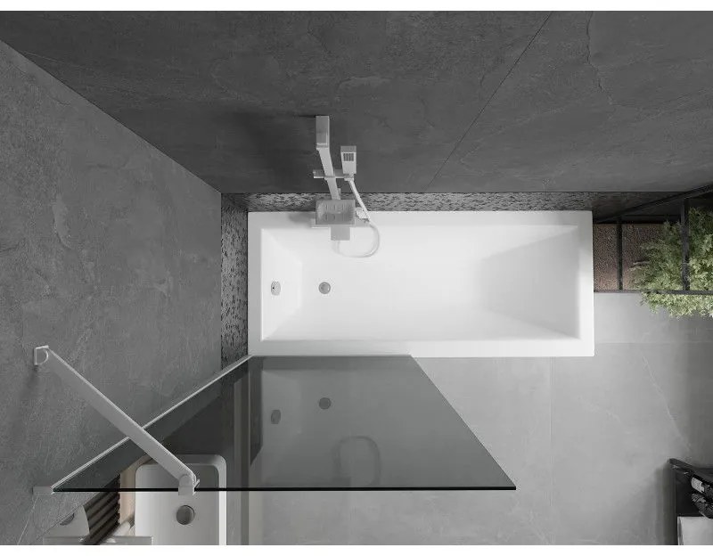 Mexen Next, vaňová zástena 1-krídlová 80 x 150 cm, fixné krídlo, 6 mm šedé sklo, biely profil, 895-080-000-00-40-20