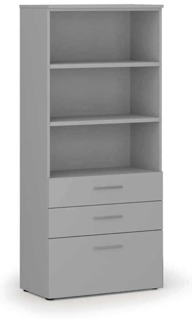 Kancelárska skriňa s kombinovanými zásuvkami PRIMO GRAY, 800 x 420 x 1781 mm, sivá