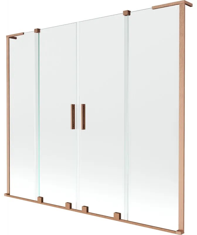 Mexen Velar L Duo, 2-krídlová posuvná vaňová zástena 170 x 150 cm, 8mm číre sklo, medená matná, 896-170-003-02-65