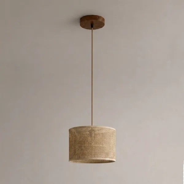 Luster AIDA na lanku 1xE27/15W/230V, priemer 25 cm, dub/rafia