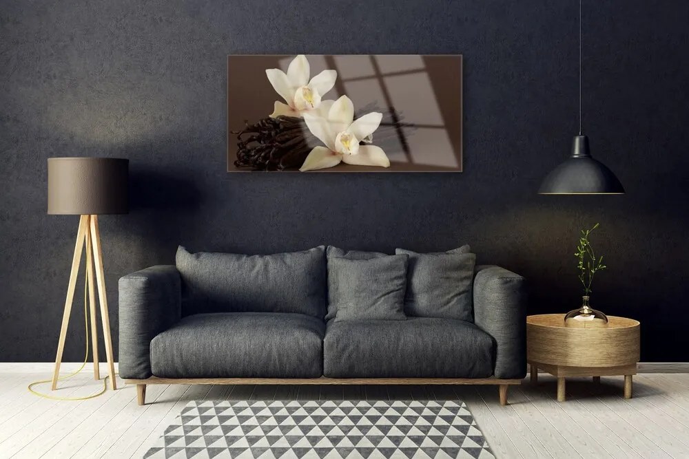 Skleneny obraz Kvety vanilky do kuchyne 140x70 cm