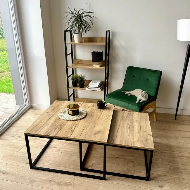 Sada 2 konferenčných stolíkov VELEN Rustic Craft