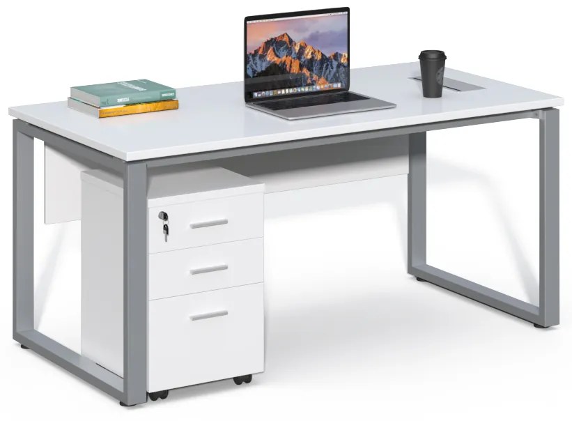 Kancelársky stôl s kontajnerom Houseland Prime Home 02 160 cm biely