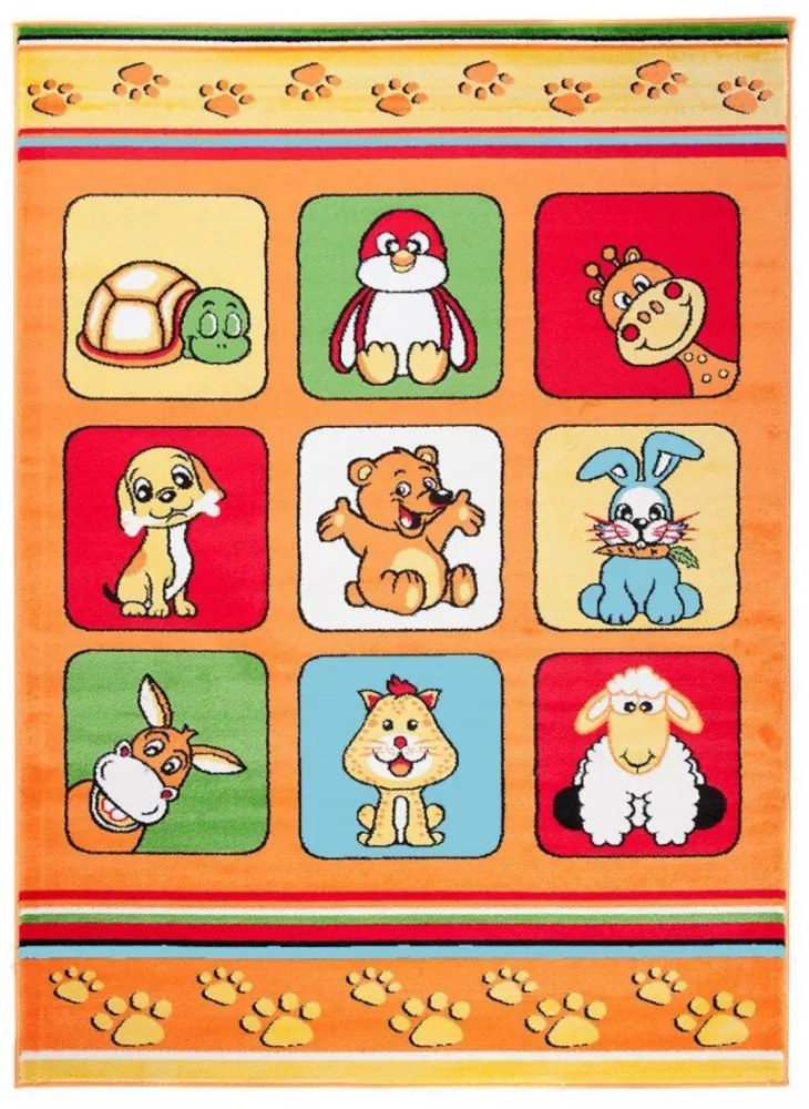 Detský kusový koberec Animals oranžový 120x170cm