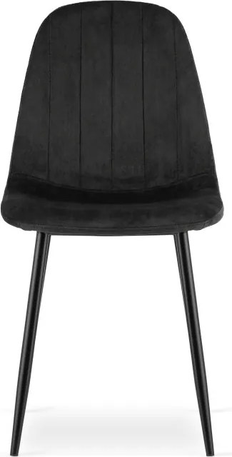 Set dvoch jedálenských stoličiek PADVA zamatové čierne / čierne nohy (2 ks)