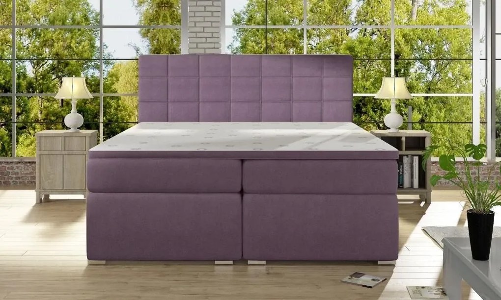 Posteľ Boxspring Alicia 200 x 180, biela (koženka - ba 06/soft 17)