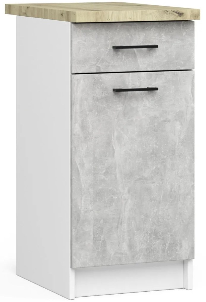 Kuchynská linka Olivie 1,8 m biela/betón/dub sonoma