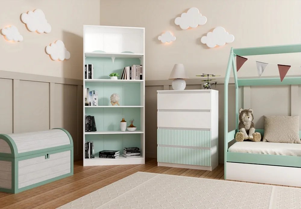 Detská komoda MALWA M4 ARTESO bielo-zelená