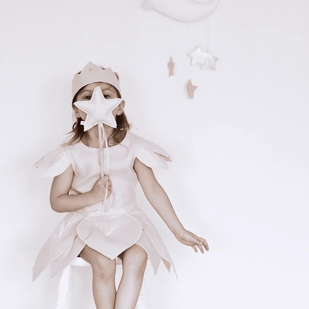 Ľanový kúzelný prútik púdrovo ružový so striebrom