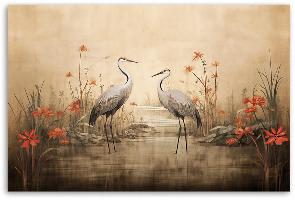 Gario Obraz na plátne Žeriavy vo vode Rozmery: 60 x 40 cm