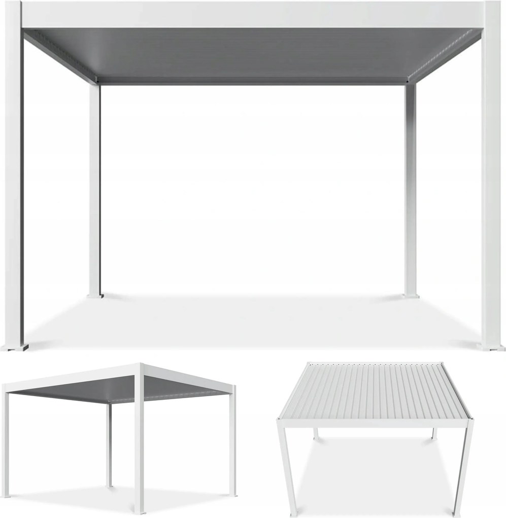 Elektrická záhradná pergola na terasu Deluxe Automatic 3,6x4 Led biela