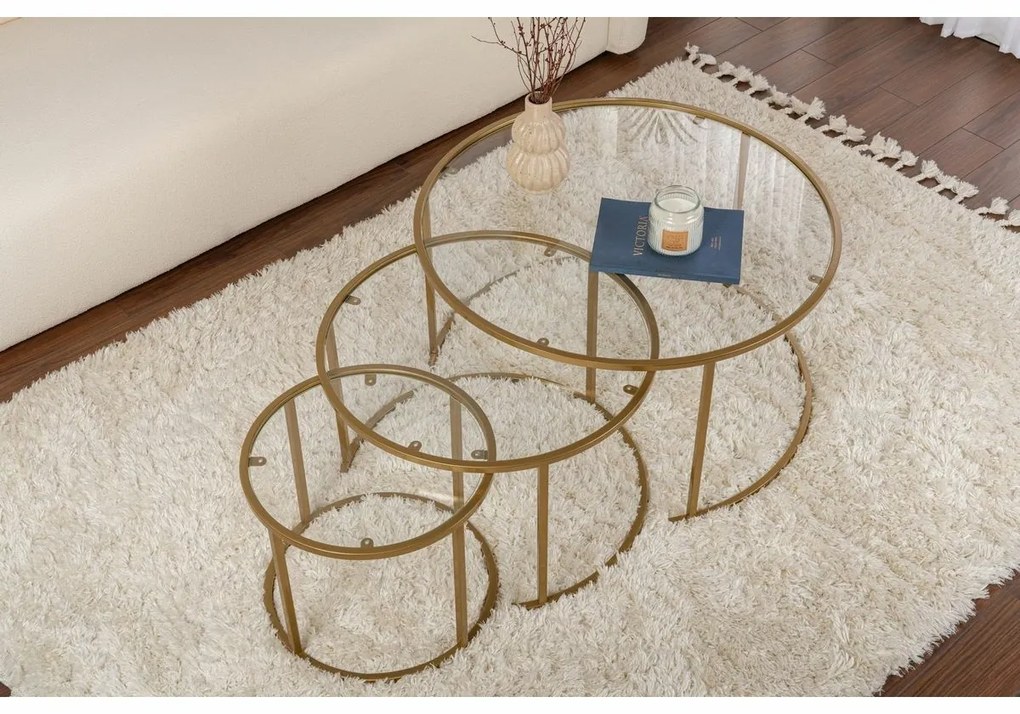 Súprava konferenčných stolíkov Aurum Gold 80 cm, 3 ks