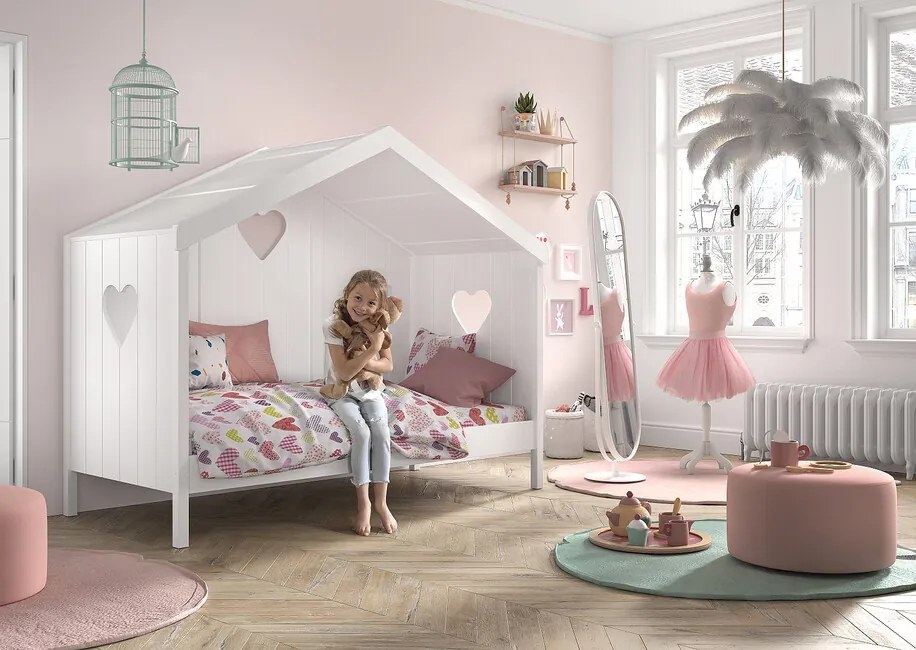 Detská posteľ so strechou a zadnou stenou Amori 90x200cm