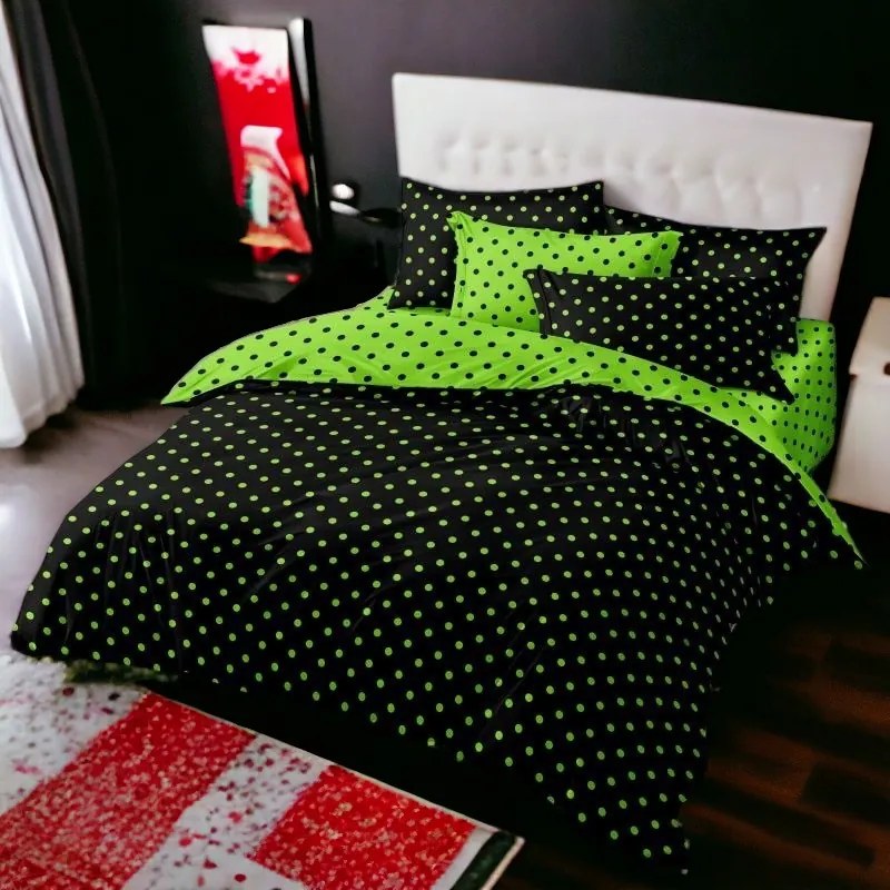Obliečky DOTS and COLOURS LIME BLACK 7-dielna sada 140x200 cm