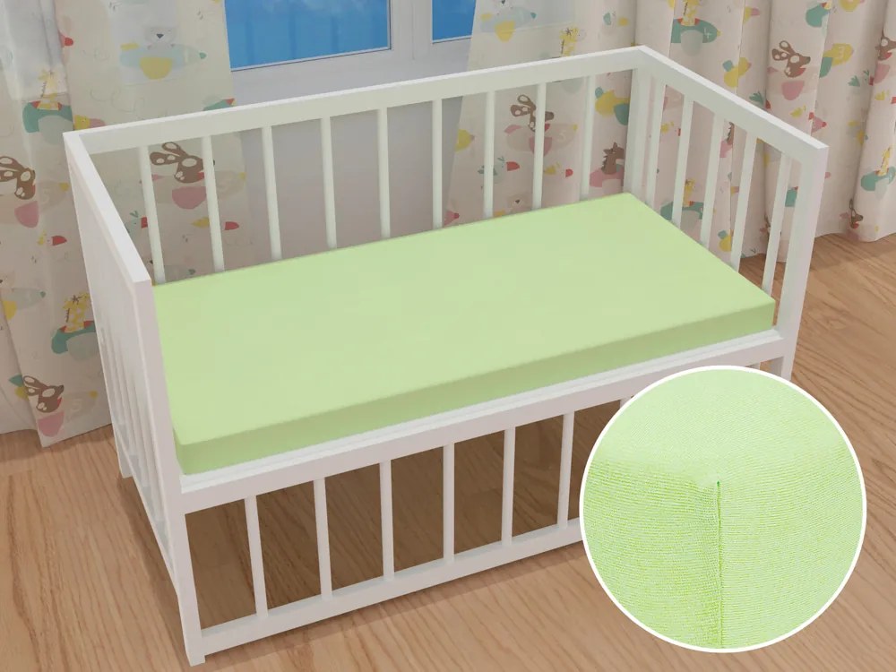 Detské jersey napínacie prestieradlo do postieľky JR-018 Pastelovo zelené 80 x 140 x 10 cm - do postieľky