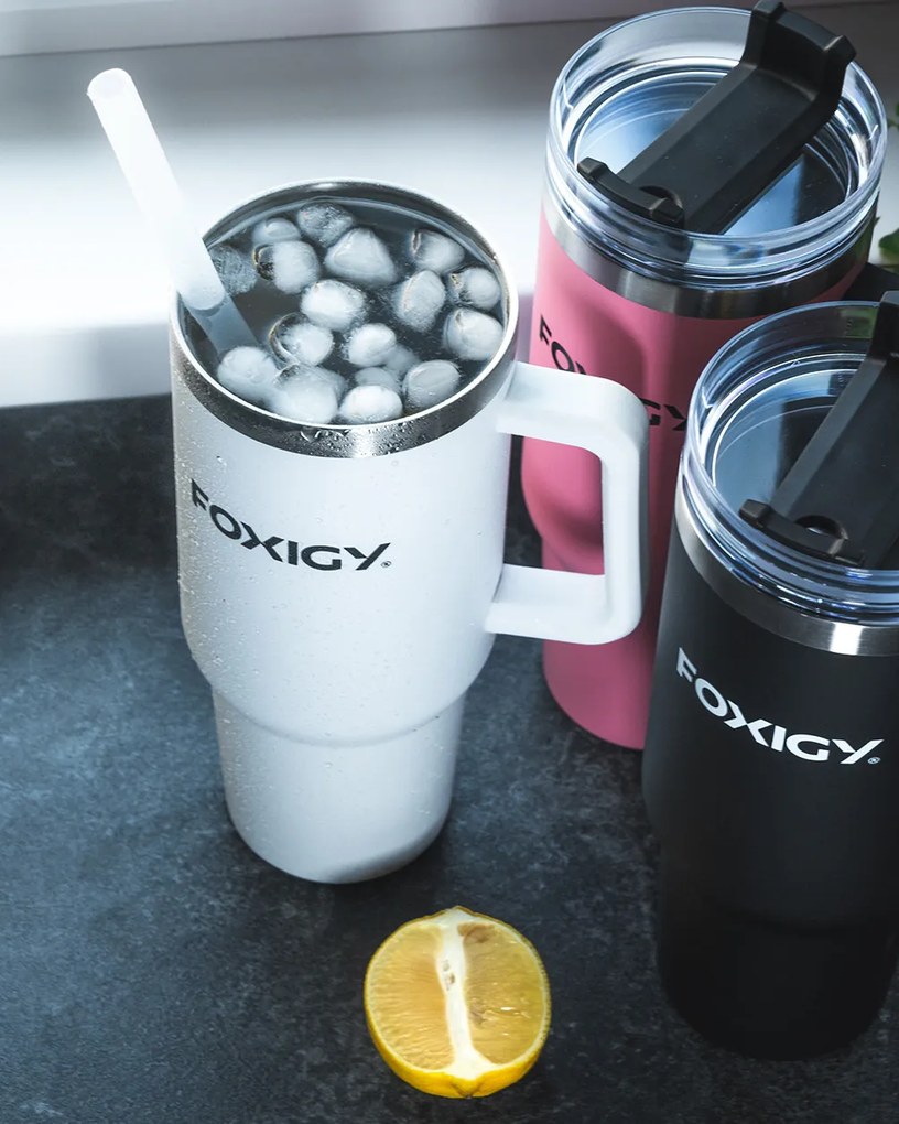 Foxigy Termohrnček do auta so slamkou 1200 ml White