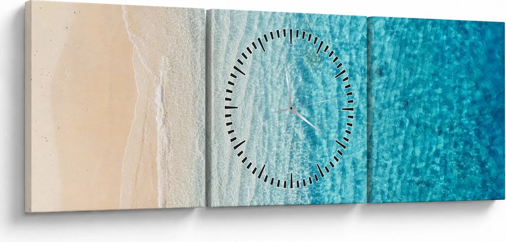 Obraz - Pláž (s hodinami) (90x30 cm)