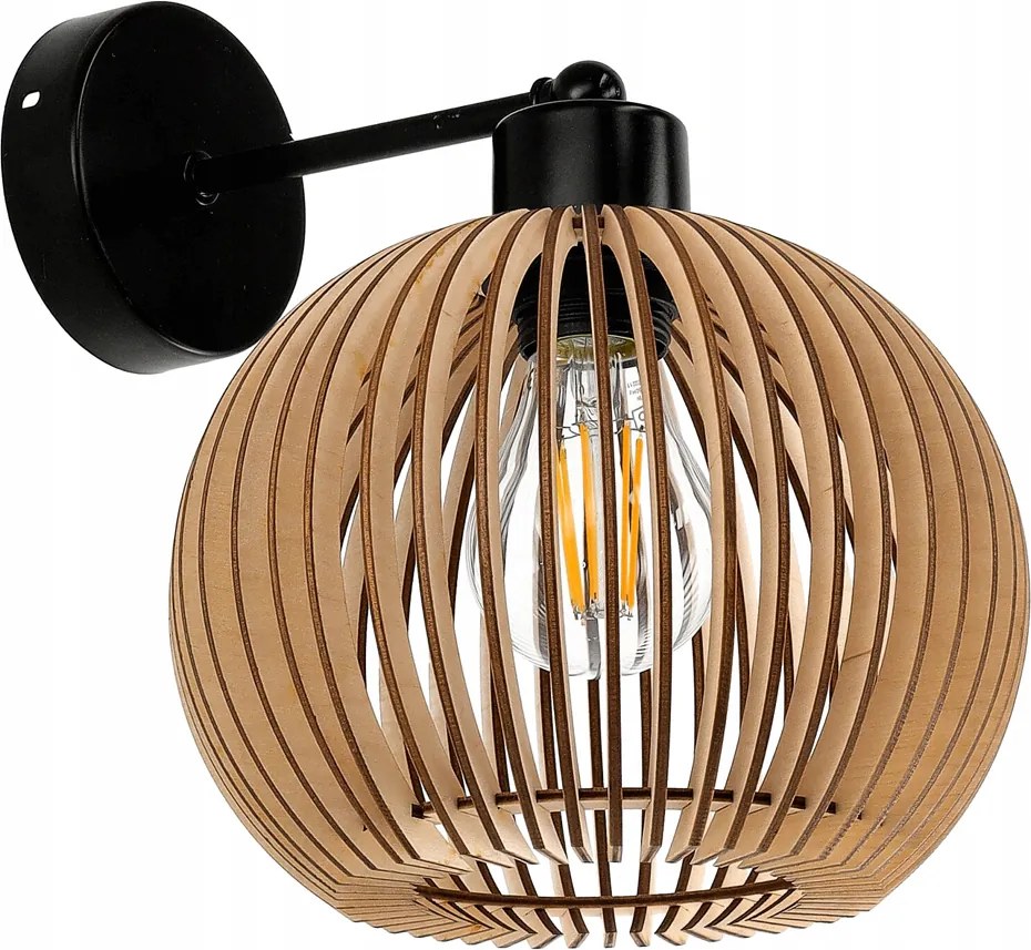 LED nástenná lampa drevená E27