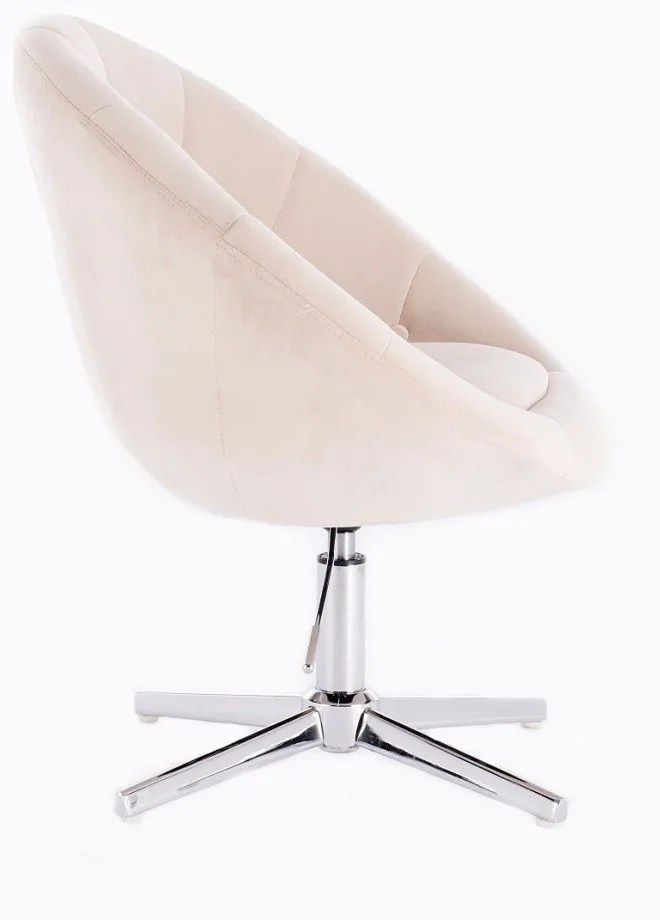 LuxuryForm DESIGN Kreslo VERA VELUR na striebornom kríži - krémové