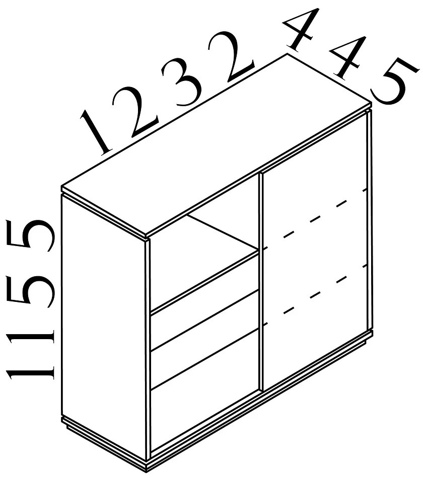Stredná skriňa Creator 123,2 x 44,5 x 115,5 cm, biela / antracit