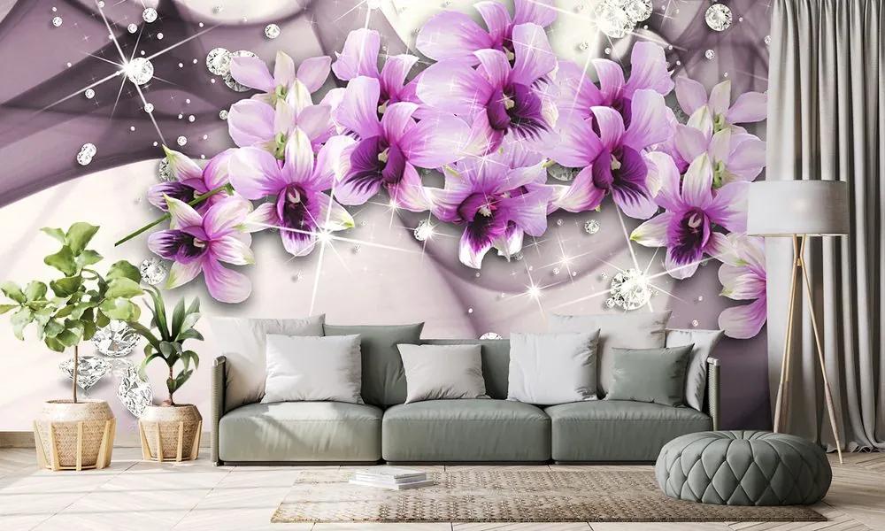 Samolepiaca tapeta okúzľujúce kvety na abstraktnom pozadí