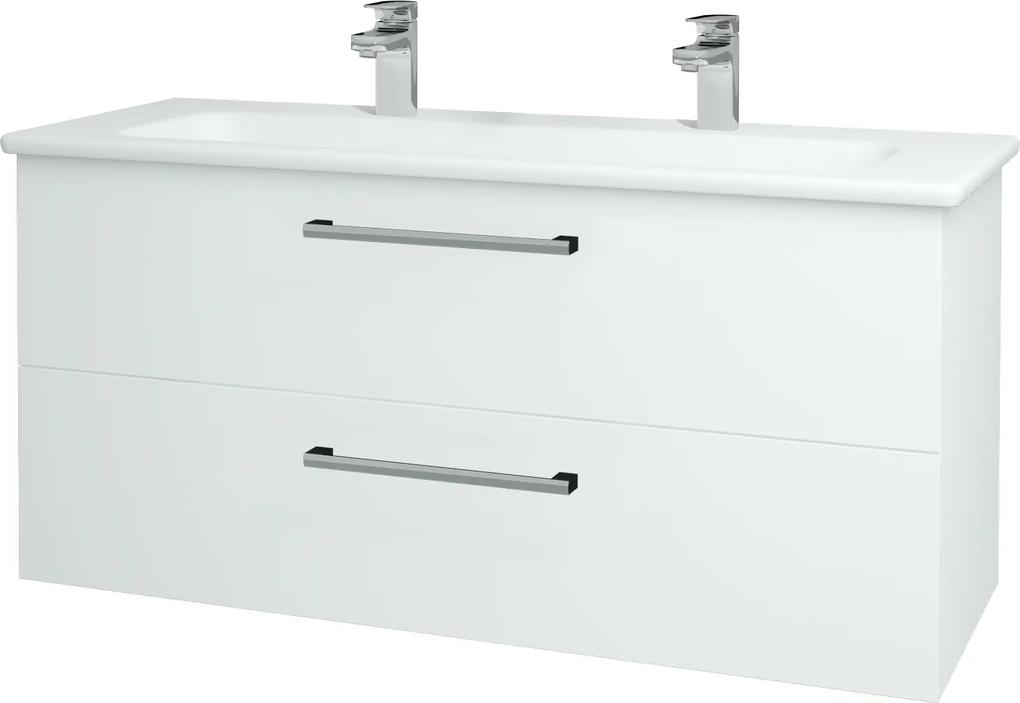 Dřevojas - Koupelnová skříň GIO SZZ2 120 - N01 Bílá lesk / Úchytka T03 / L01 Bílá vysoký lesk (130800CU)