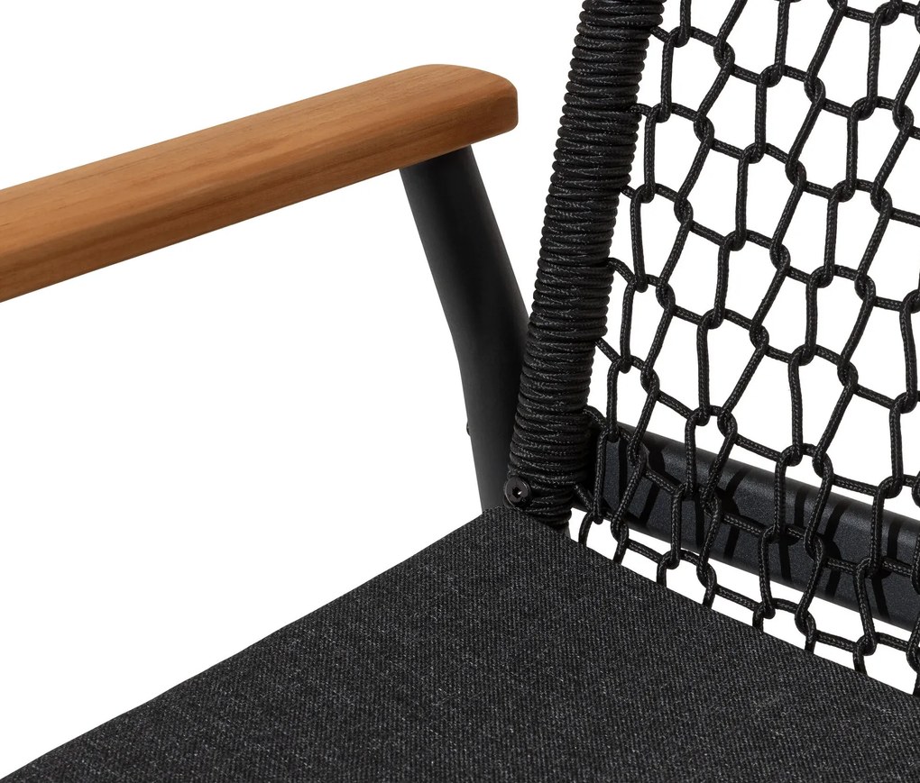 Jedálenská stolička s tíkovými opierkami rúk a textilným výpletom