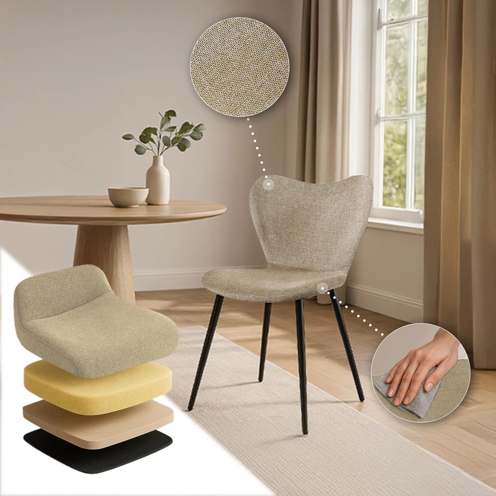 Jedálenská stolička Maika látka - sivohnedá