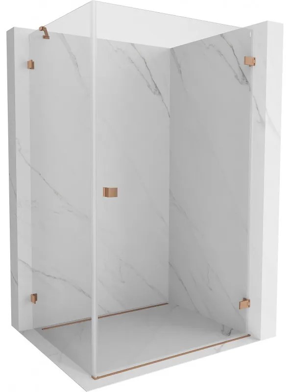 Mexen Lunar-B, pravostranný výklopný sprchový kút 100 x 70 cm, 8mm číre sklo, profil medená matná, 832-100-070-65-00-P