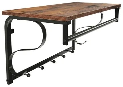 Nástenný vešiak s policou NATE hnedá/čierna