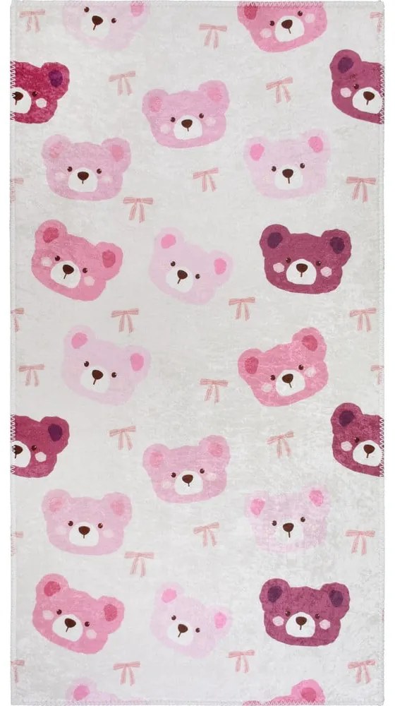 Ružový/slonovinový prateľný detský koberec 120x180 cm Cute Teddies Pink – Vitaus