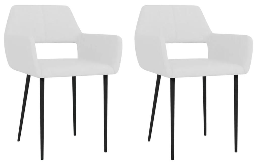 Jedálenské stoličky 2 ks, biele, látka
